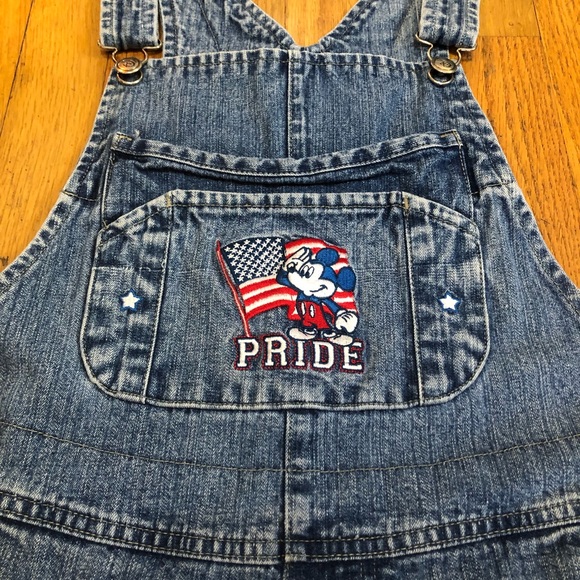Disney Pants - Disney Mickey Mouse Denim Shortalls American Flag